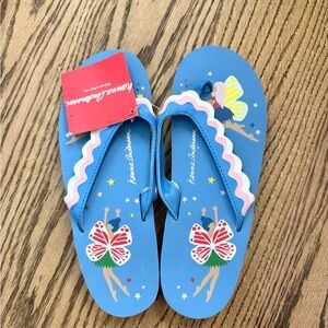 Hanna Andersson Blue Flip Flops with Butterfly Pattern